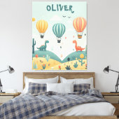 Schattigee dinosaurussen en heteluchtballonnen canvas afdruk (Insitu (Slaapkamer))