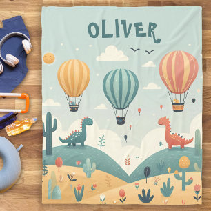 Schattigee dinosaurussen en heteluchtballonnen fleece deken