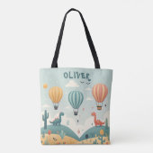 Schattigee dinosaurussen en heteluchtballonnen tote bag (Achterkant)