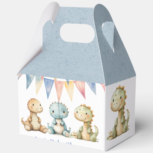 Schattigee Dinosaurussen en Vrienden Boy Baby show Bedankdoosjes (Voorkant)