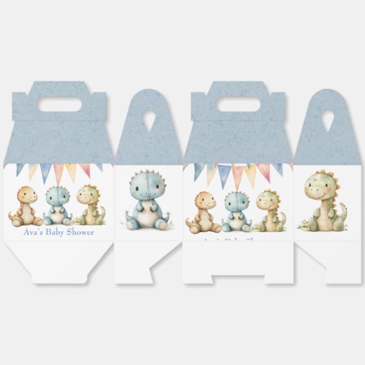 Schattigee Dinosaurussen en Vrienden Boy Baby show Bedankdoosjes (Ongevouwen)