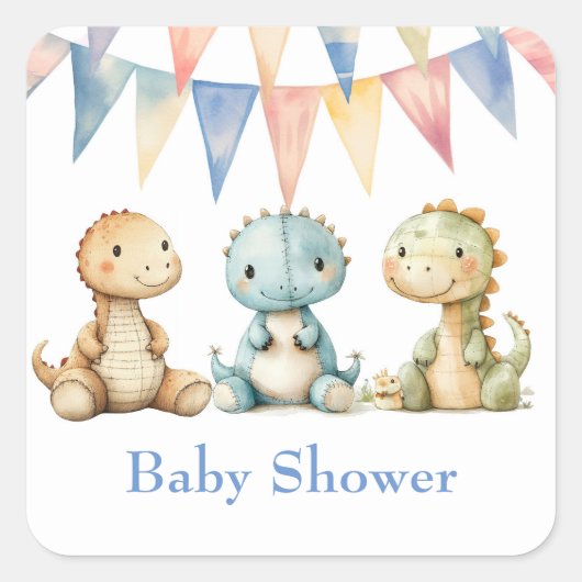 Schattigee Dinosaurussen en Vrienden Boy Baby show Vierkante Sticker (Voorkant)