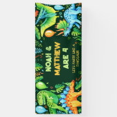 Schattigee Dinosaurussen Gecombineerde Verjaardag  Spandoek (Verticaal)