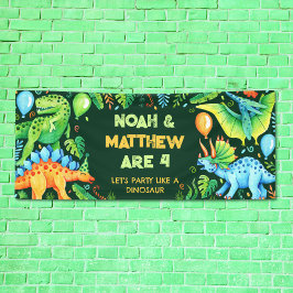 Schattigee Dinosaurussen Gecombineerde Verjaardag  Spandoek