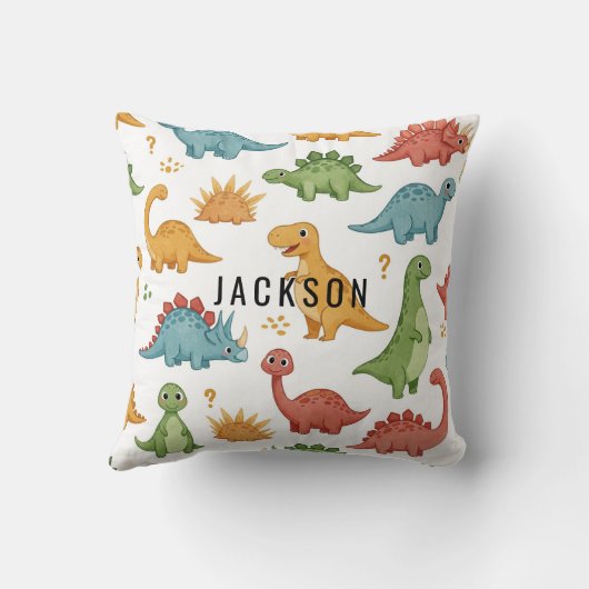 Schattigee dinosaurussen gepersonaliseerd kussen (Achterkant)