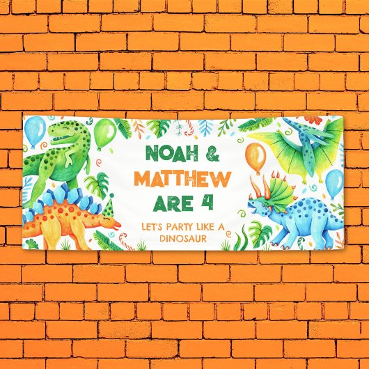 Schattigee dinosaurussen gezamenlijke broers en zu spandoek