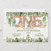 Schattigee Dinosaurussen Groen 1 1e Eerste Verjaar Kaart (Voorkant)
