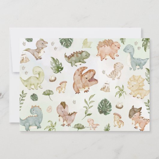 Schattigee Dinosaurussen Groen 1 1e Eerste Verjaar Kaart (Achterkant)