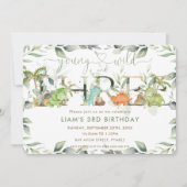 Schattigee Dinosaurussen Groen 3e Verjaardag Drie Kaart (Voorkant)