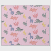 Schattigee Dinosaurussen Hand getrokken verjaardag Cadeaupapier (Vlak)