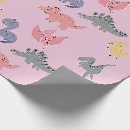 Schattigee Dinosaurussen Hand getrokken verjaardag Cadeaupapier (Hoek)