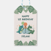 Schattigee dinosaurussen Happy Birthday gepersonal Cadeaulabel (Voorkant)