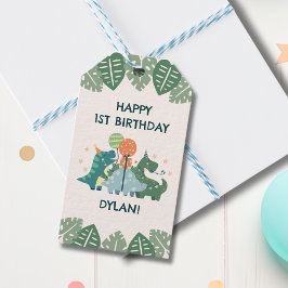 Schattigee dinosaurussen Happy Birthday gepersonal Cadeaulabel