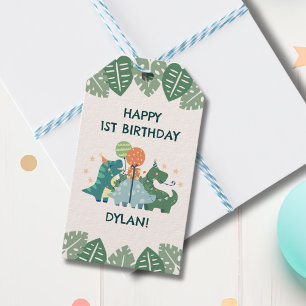 Schattigee dinosaurussen Happy Birthday gepersonal Cadeaulabel