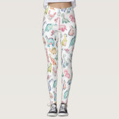 Schattigee dinosaurussen, het waterverf-patroon va leggings (Voorkant)