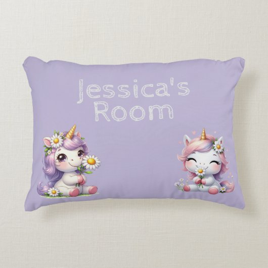 Schattigee dinosaurussen in roze en Paarse Kinder  Accent Kussen (Voorkant)