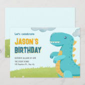 Schattigee dinosaurussen jarig kaart (Voorkant / Achterkant)