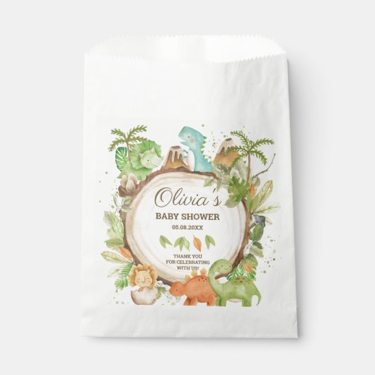 Schattigee Dinosaurussen Jongen Baby shower Verjaa Bedankzakje (Voorkant)