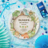 Schattigee Dinosaurussen Jongen Verjaardagsgroen B Papieren Bordje (Feest)