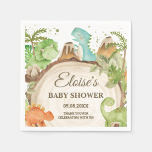 Schattigee Dinosaurussen Jongen Verjaardagsgroen L Servet