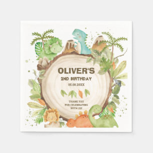 Schattigee Dinosaurussen Jongen Verjaardagsgroen L Servet