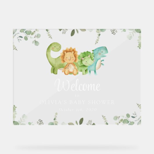 Schattigee dinosaurussen, Jurassic, Baby shower We Acryl Bord (Voorkant)