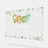 Schattigee dinosaurussen, Jurassic, Baby shower We Acryl Bord (Hoek)