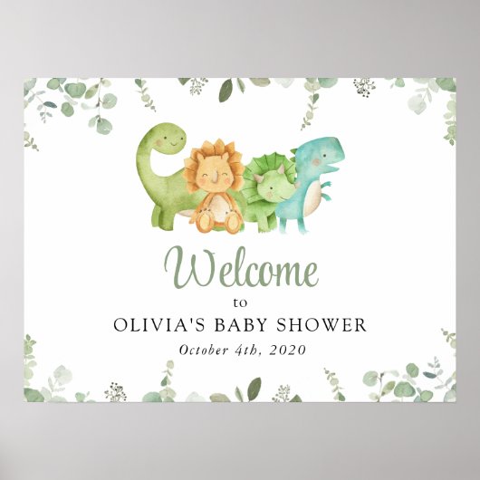 Schattigee dinosaurussen, Jurassic, Baby shower We Poster (Voorkant)