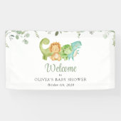 Schattigee dinosaurussen, Jurassic, Baby shower We Spandoek (Horizontaal)