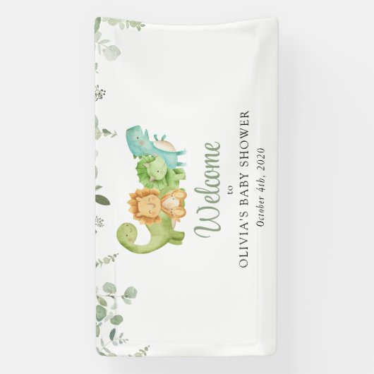 Schattigee dinosaurussen, Jurassic, Baby shower We Spandoek (Verticaal)