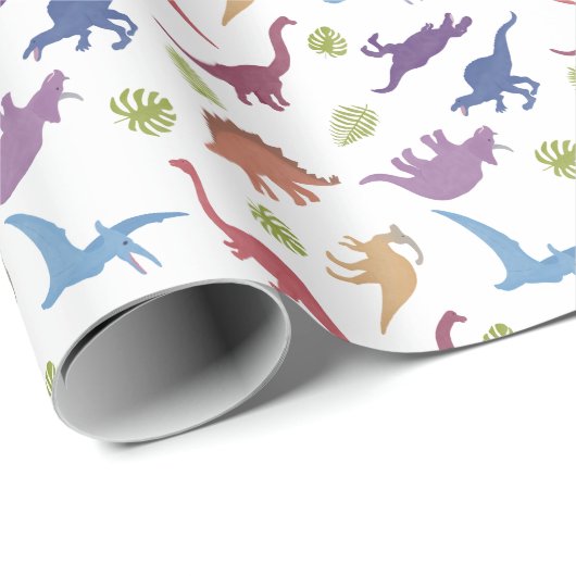 Schattigee Dinosaurussen Kind Dino Verjaardagscade Cadeaupapier (Rol Hoek)