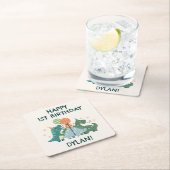 Schattigee Dinosaurussen Kind Gelukkige Verjaardag Kartonnen Onderzetters (Insitu)