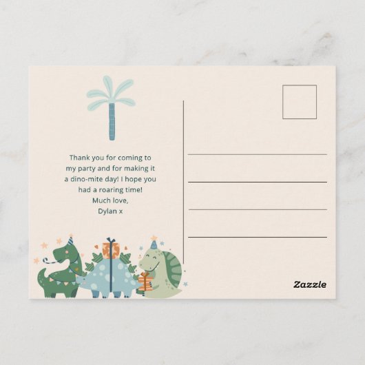 Schattigee Dinosaurussen Kind Verjaardagsfeest Dan Briefkaart (Achterkant)