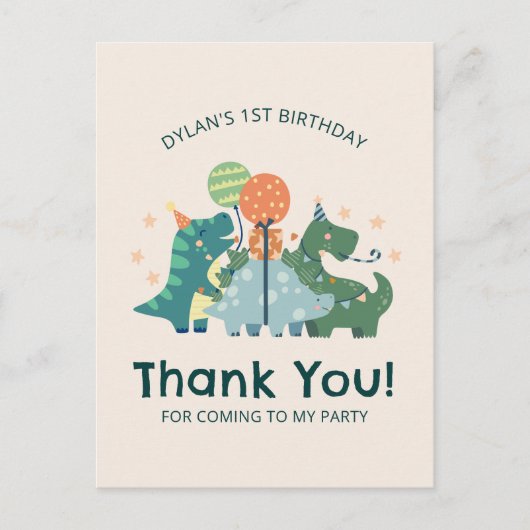 Schattigee Dinosaurussen Kind Verjaardagsfeest Dan Briefkaart (Voorkant)