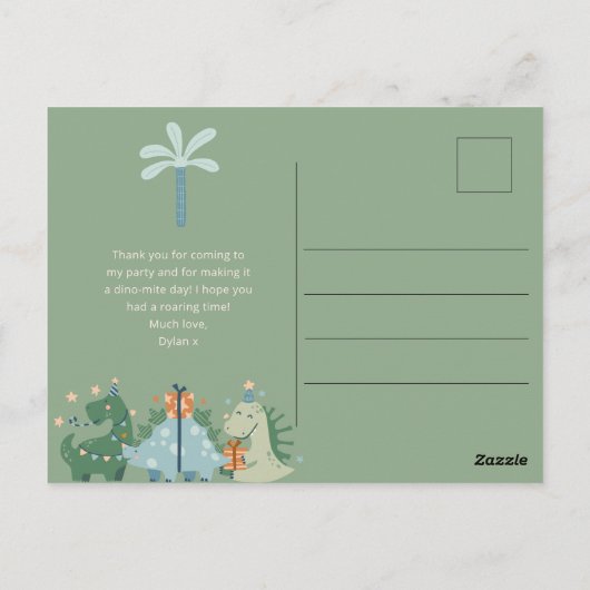 Schattigee Dinosaurussen Kind Verjaardagsfeestje D Briefkaart (Achterkant)