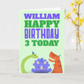 Schattigee Dinosaurussen Kinder leeftijd Naam Groe Kaart (Gele Bloem)