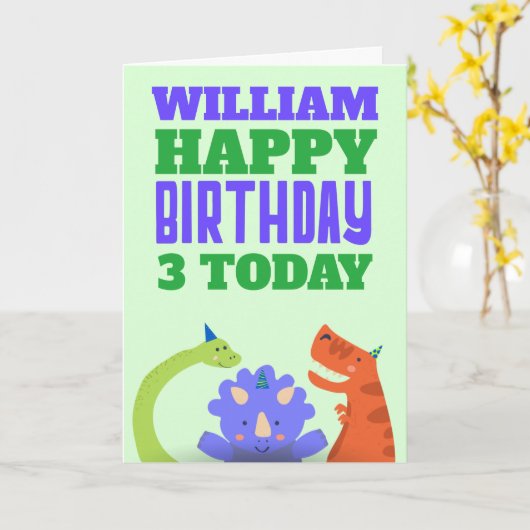 Schattigee Dinosaurussen Kinder leeftijd Naam Groe Kaart (Gele Bloem)