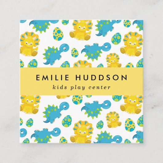 Schattigee dinosaurussen, Kinder Play Center, Acti Vierkante Visitekaartje (Voorkant)