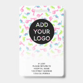 Schattigee dinosaurussen kinderarts foto logo code badge (Achterkant)