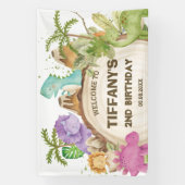 Schattigee Dinosaurussen Meisje Verjaardag Baby sh Spandoek (Verticaal)