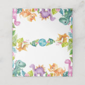 Schattigee Dinosaurussen Meisje Verjaardag Plaats Plaatskaartje (Buitenkant ongevouwen)