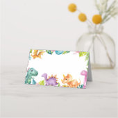 Schattigee Dinosaurussen Meisje Verjaardag Plaats Plaatskaartje (Voorkant)