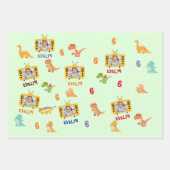 Schattigee dinosaurussen met aangepaste foto, naam inpakpapier vel (Voorkant 3)