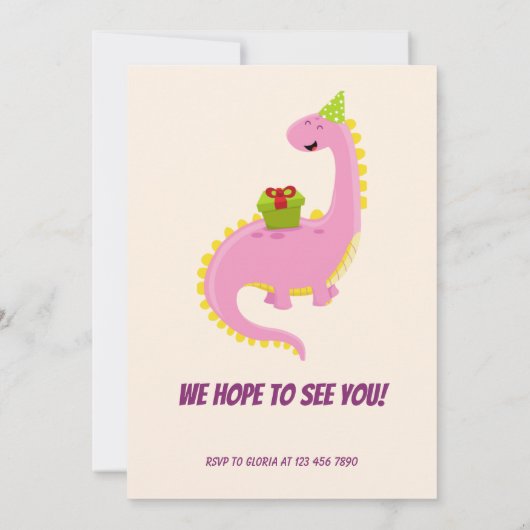 Schattigee Dinosaurussen Roar Lets Have Fun 1st Bi Kaart (Achterkant)