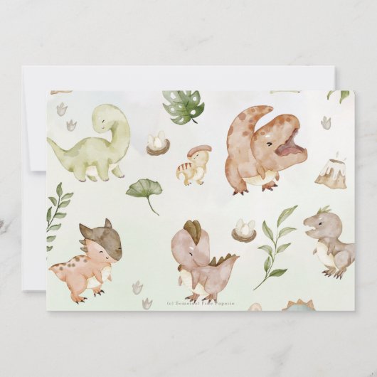 Schattigee Dinosaurussen Safari Auto 1e 2e Verjaar Kaart (Achterkant)