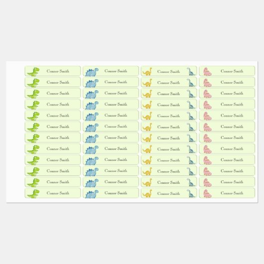 Schattigee Dinosaurussen School Day Care Naam Kled Labels (Vel)