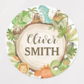 Schattigee dinosaurussen schoolfles lunchbox label (Design 2)