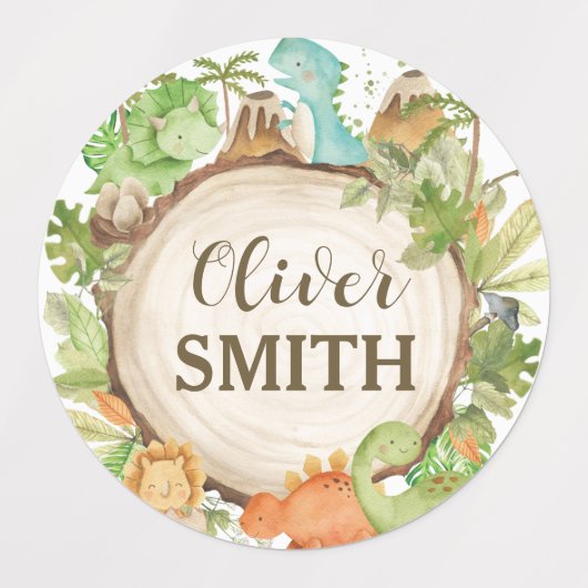 Schattigee dinosaurussen schoolfles lunchbox label (Design 2)