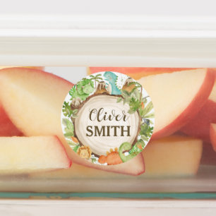 Schattigee dinosaurussen schoolfles lunchbox label