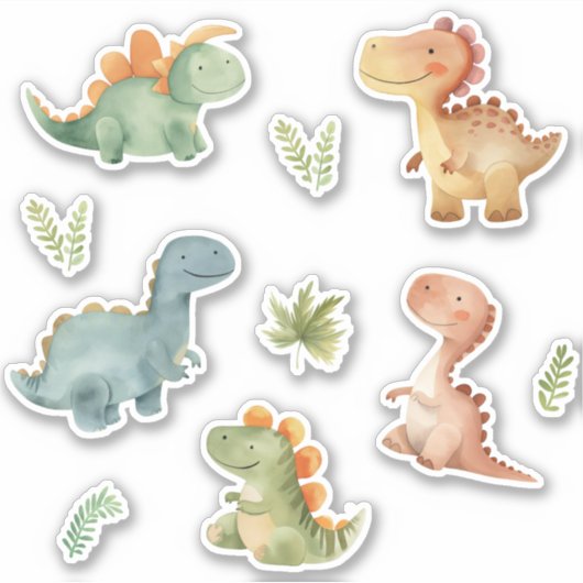 Schattigee Dinosaurussen Sticker Set (Voorkant)